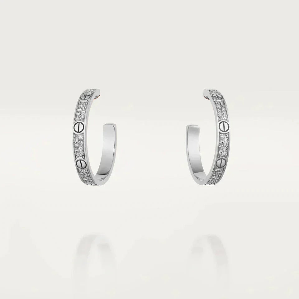 TimiLOVE DIAMOND SILVER HOOP EARRINGS