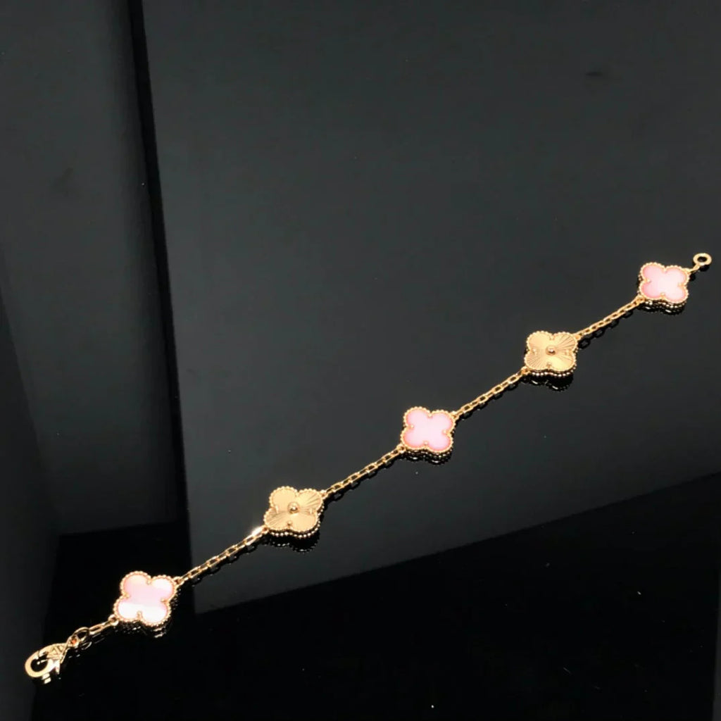[Timi]New  CLOVER 5 MOTIFS  PINK MOP BRACELET COLLECTION