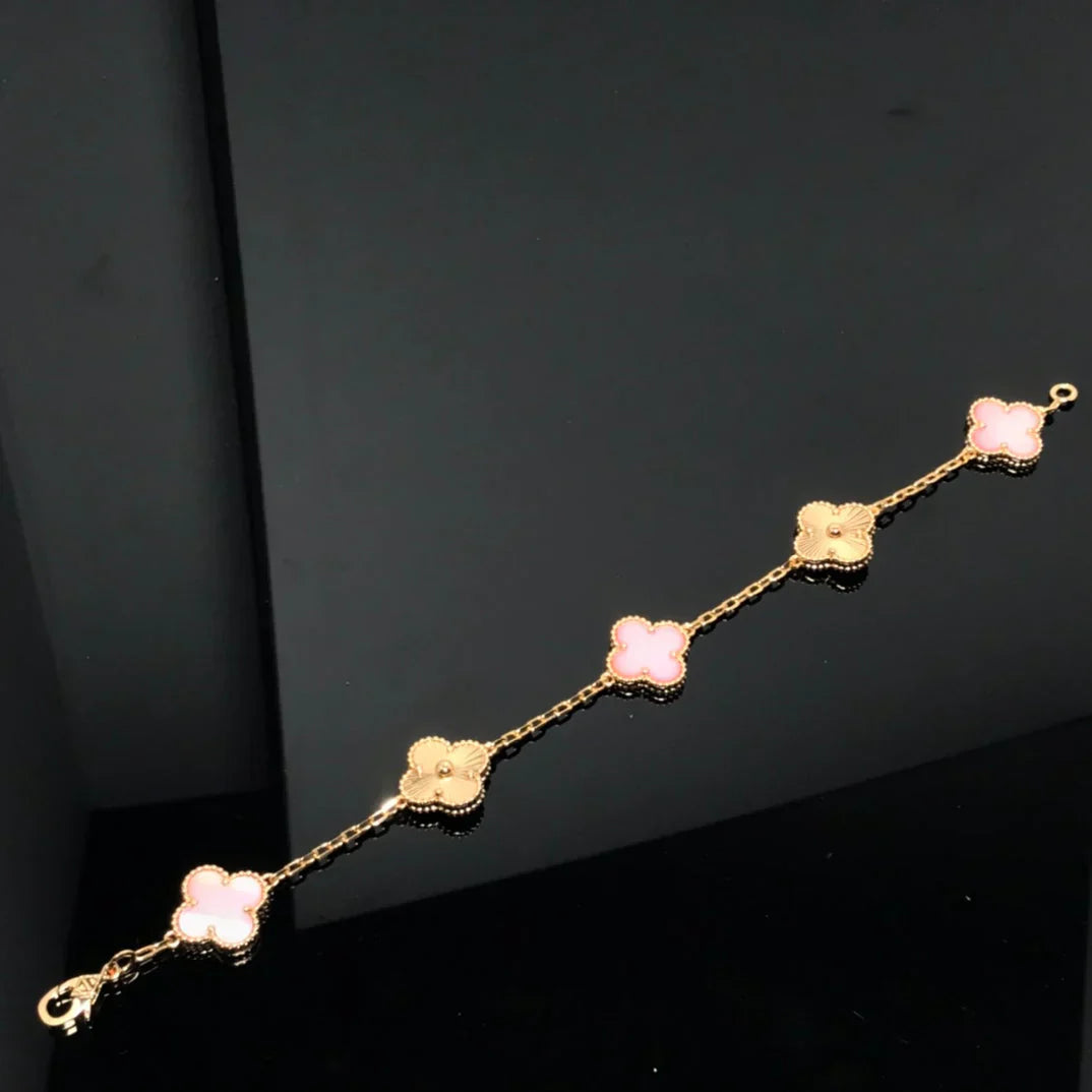 [Timi]New  CLOVER 5 MOTIFS  PINK MOP BRACELET COLLECTION